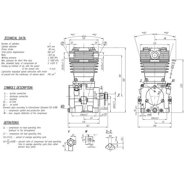 Kompressor Druckluftbremse 168 cm³ selbstschmierend für Schlepper + Baumaschinen